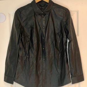 Black Faux Leather BANANA REPUBLIC Button Up Shirt